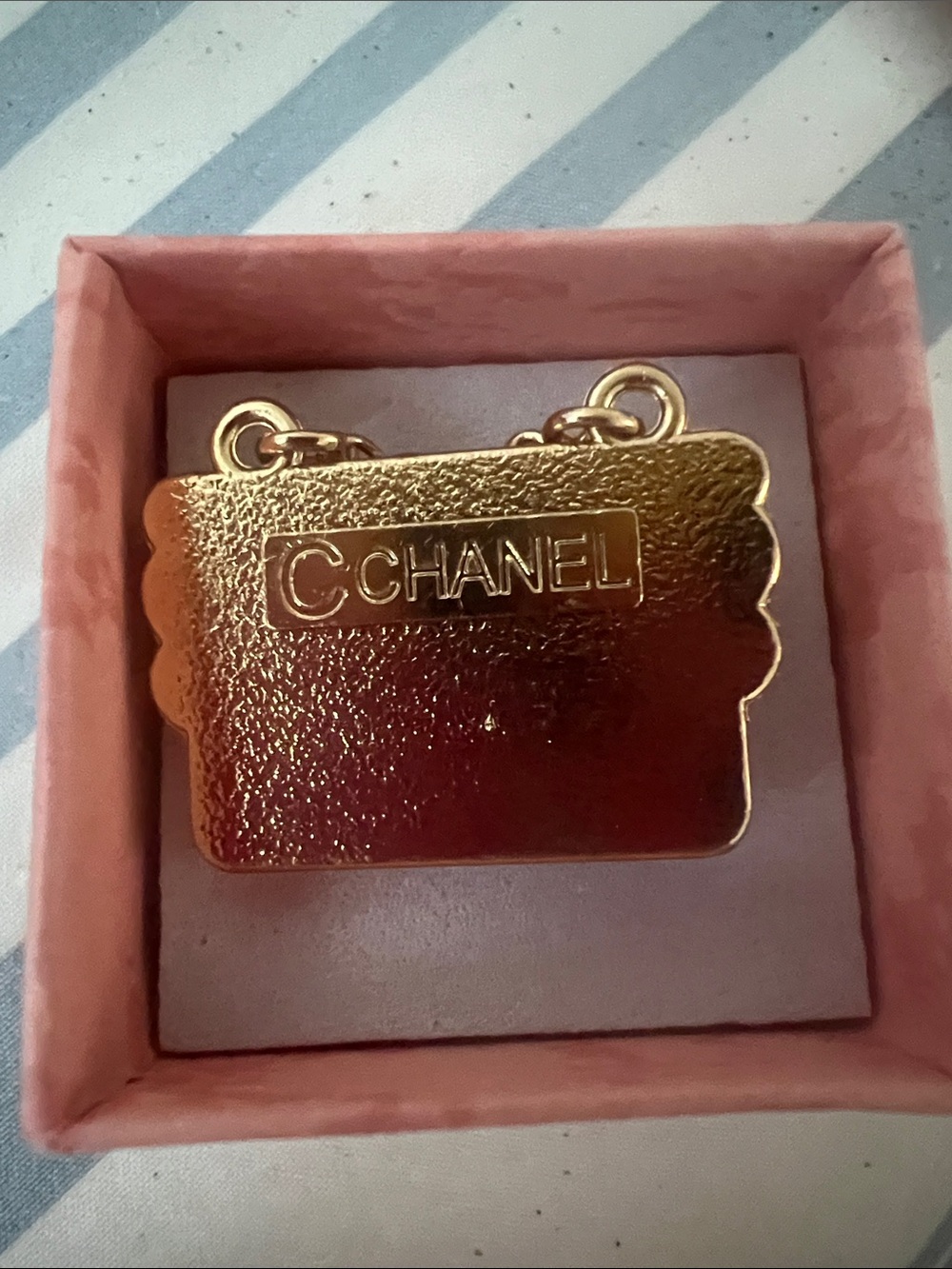 CHANEL Gold & Pink Quilted Mini Purse Charm - Picture 2 of 2